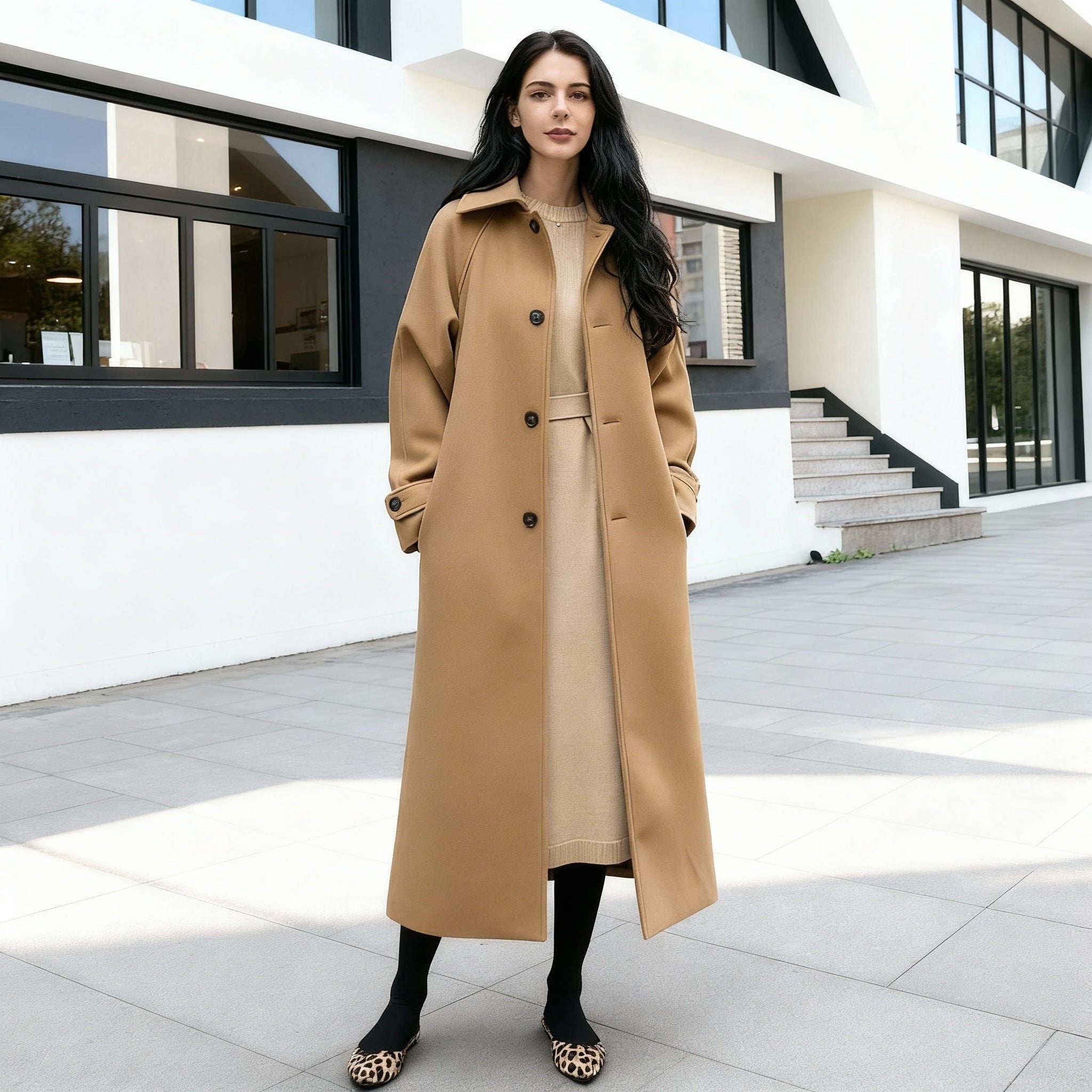 Trenchcoat med Bælte til Damer - Beige