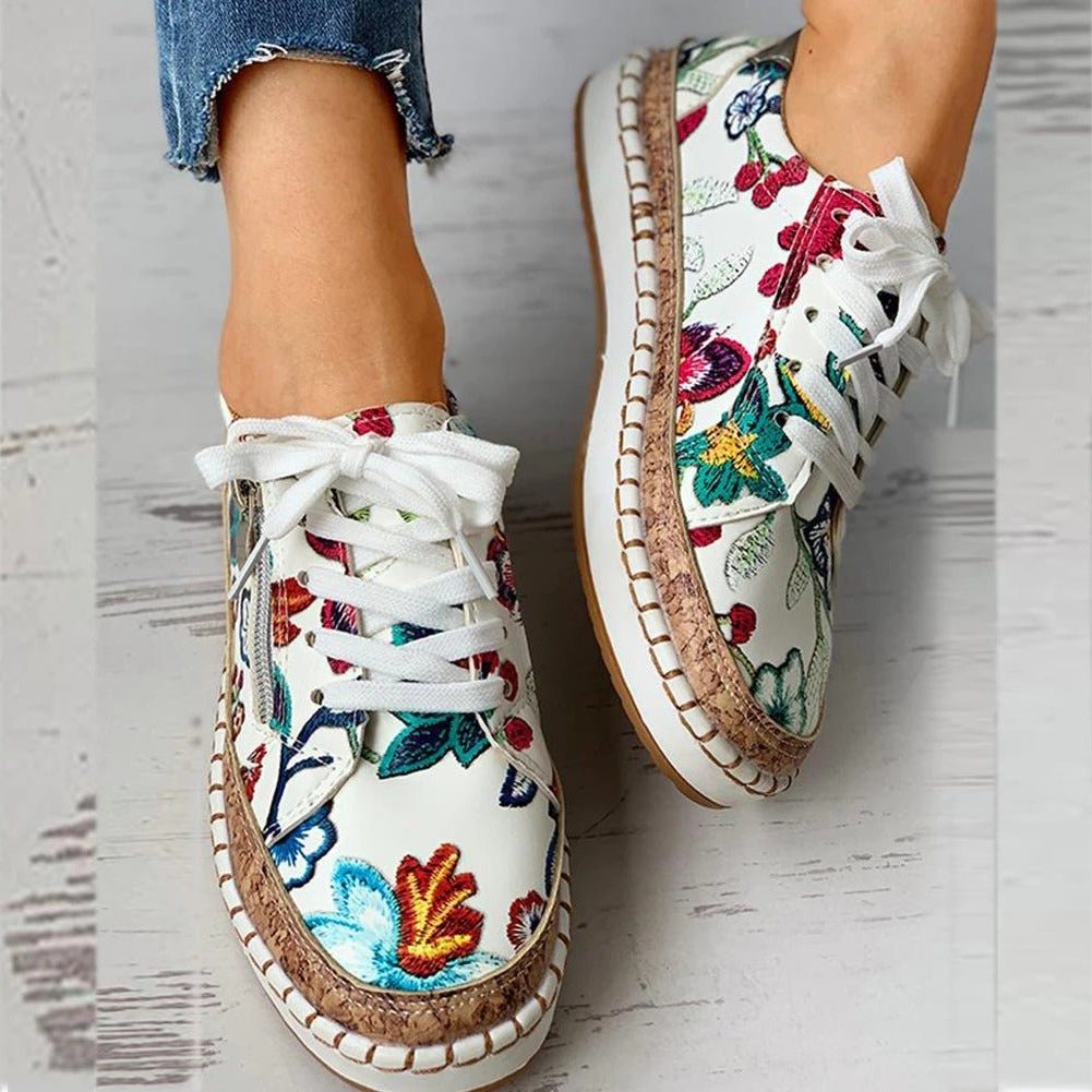 Blomstrede Plateau Sneakers til Damer