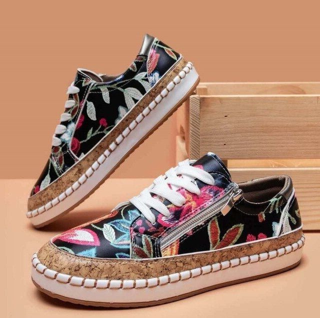 Blomstrede Plateau Sneakers til Damer
