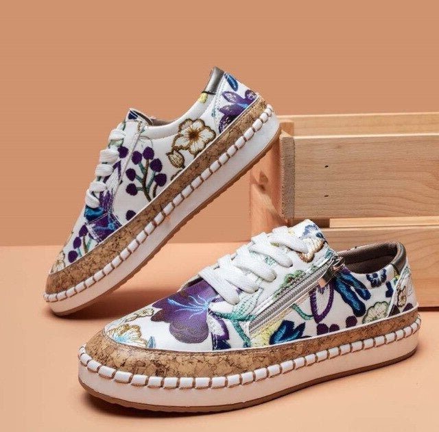 Blomstrede Plateau Sneakers til Damer