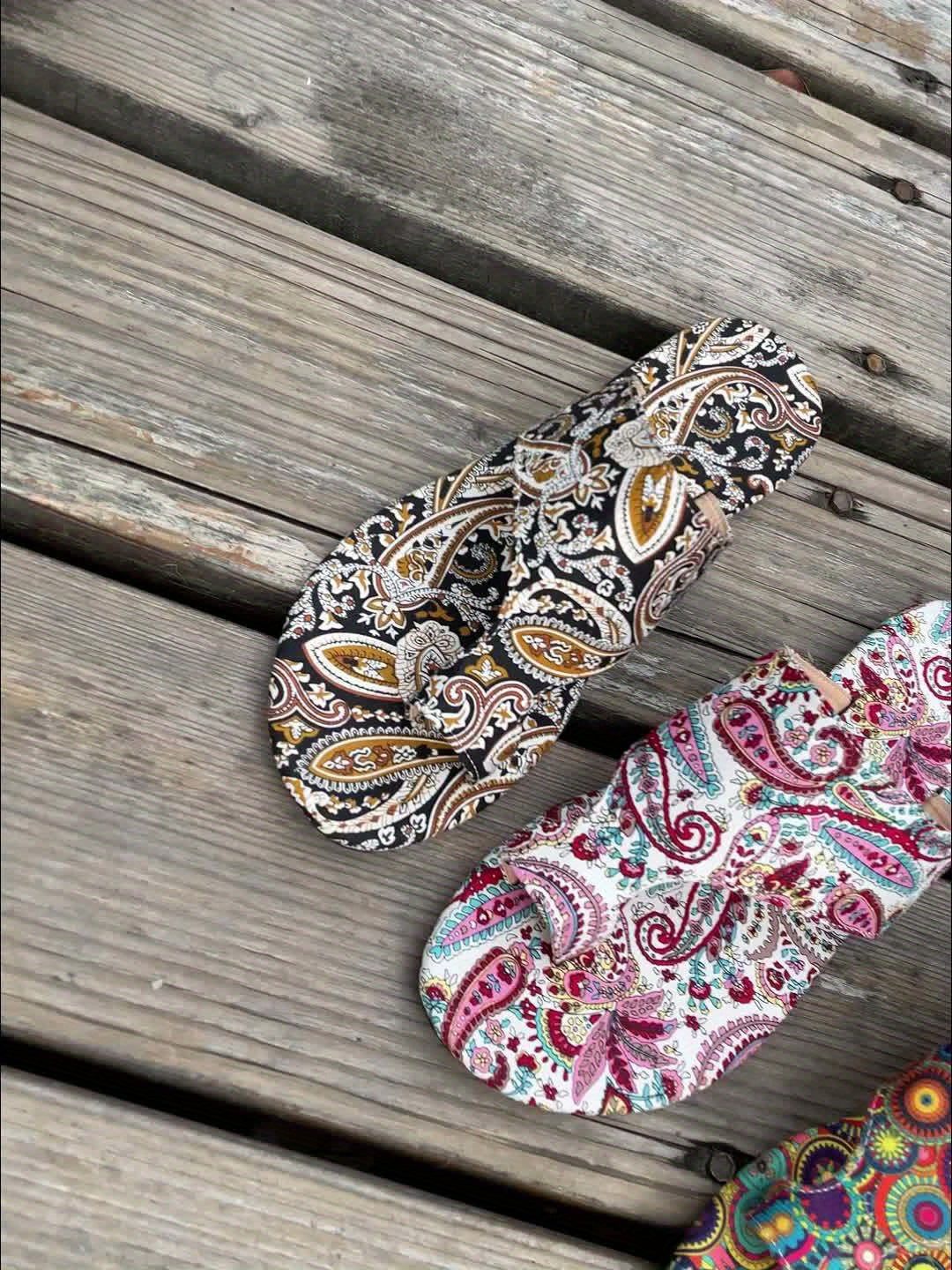 Blomstret Flad Sandal med Åben Tå til Damer