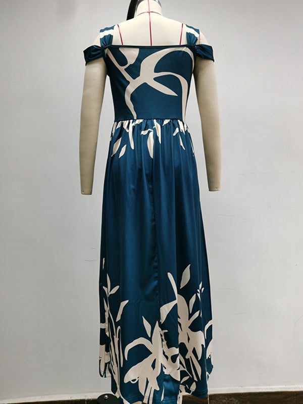 Blomstret Lang Kjole med Bare Skuldre til Damer