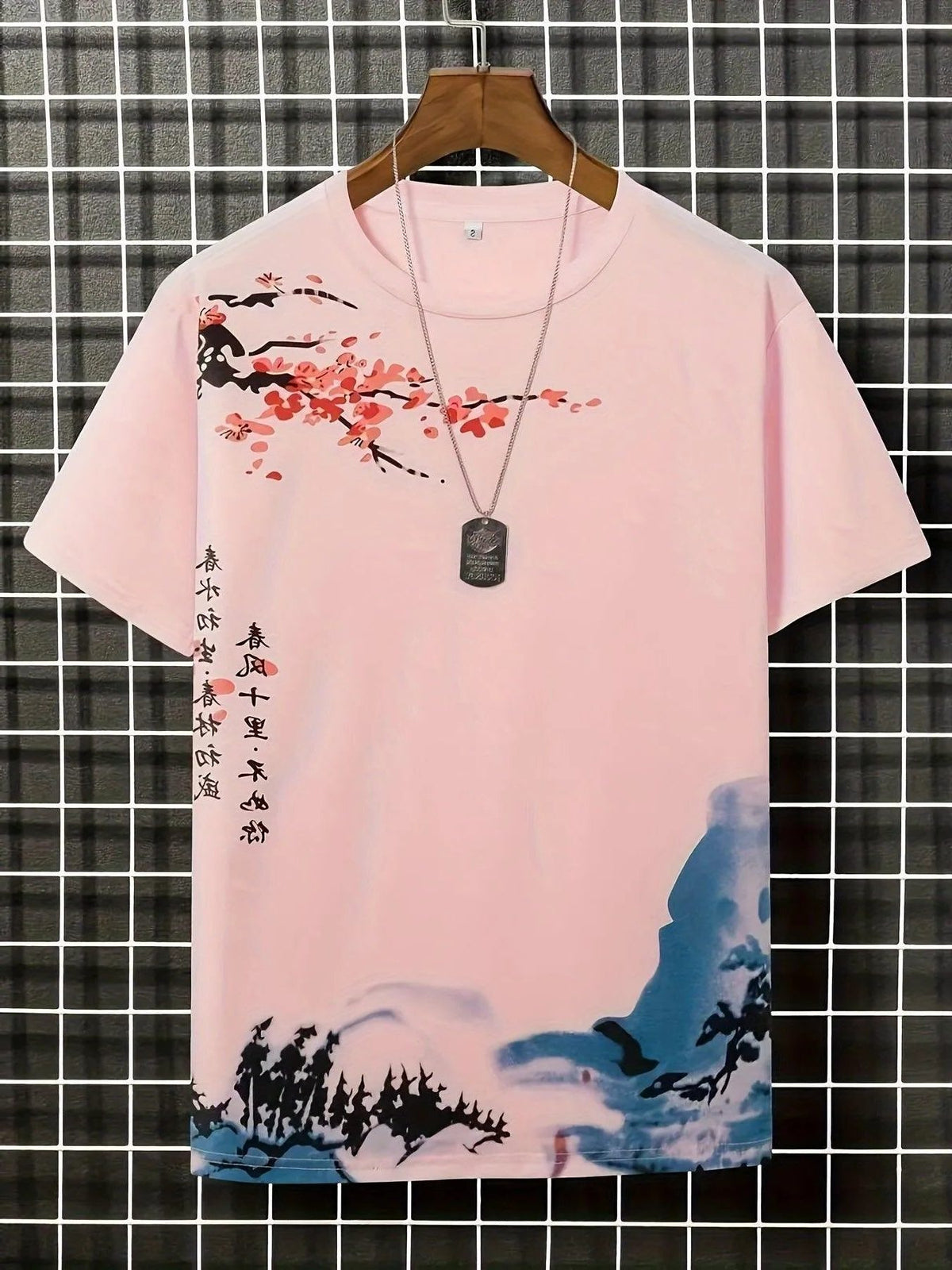 Blomstret T-shirt med Korte Ærmer til Herrer - Pink