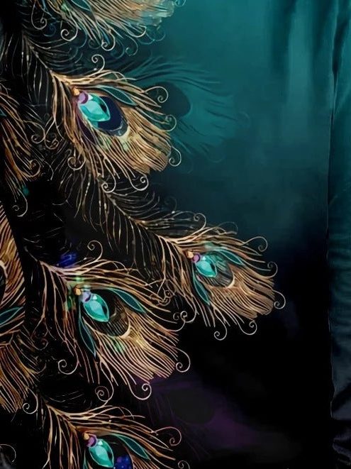 Blomstret T-shirt med Rund Hals til Damer - View 6