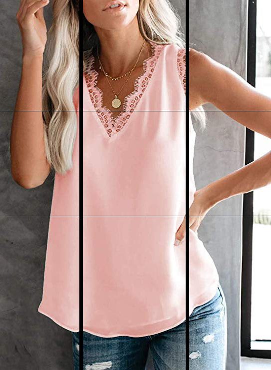 Bluse med Blondekant til Damer - Rosa