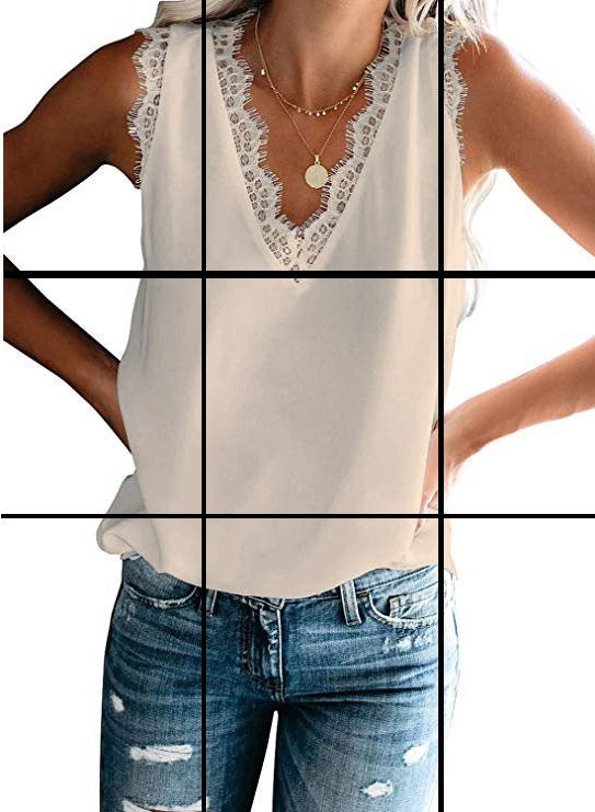 Bluse med Blondekant til Damer - Lys khaki