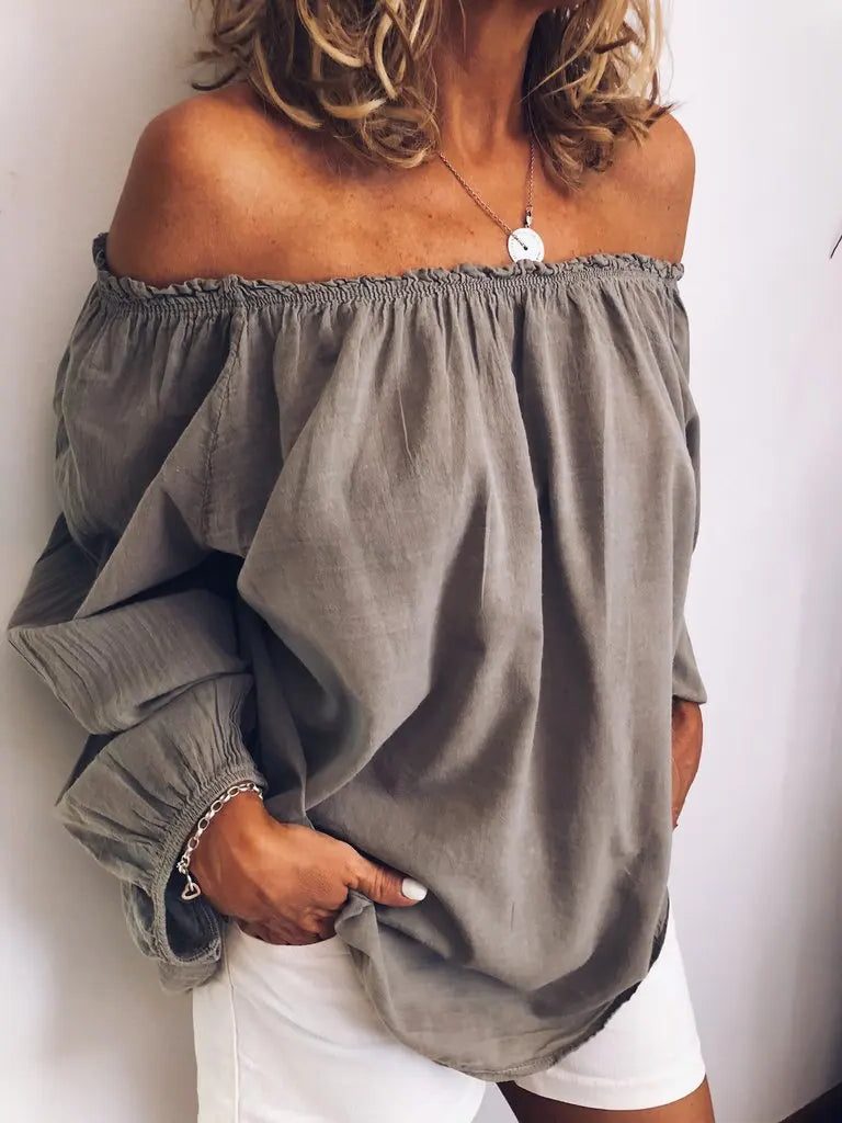 Bluse med Off-Shoulder og Ballonærmer til Damer