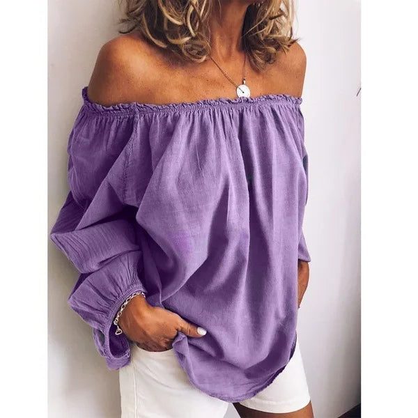 Bluse med Off-Shoulder og Ballonærmer til Damer