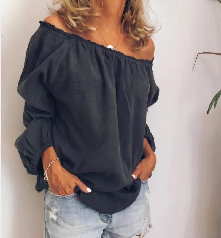 Bluse med Off-Shoulder og Ballonærmer til Damer