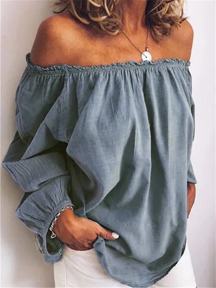 Bluse med Off-Shoulder og Ballonærmer til Damer