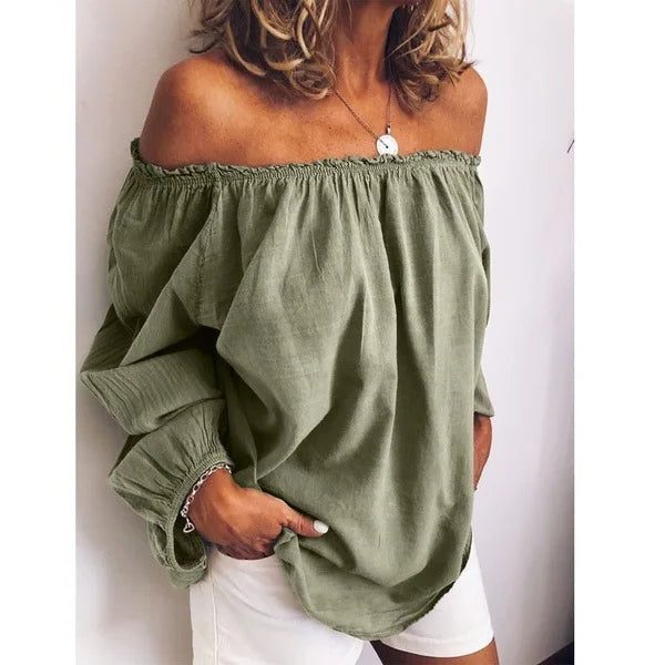 Bluse med Off-Shoulder og Ballonærmer til Damer