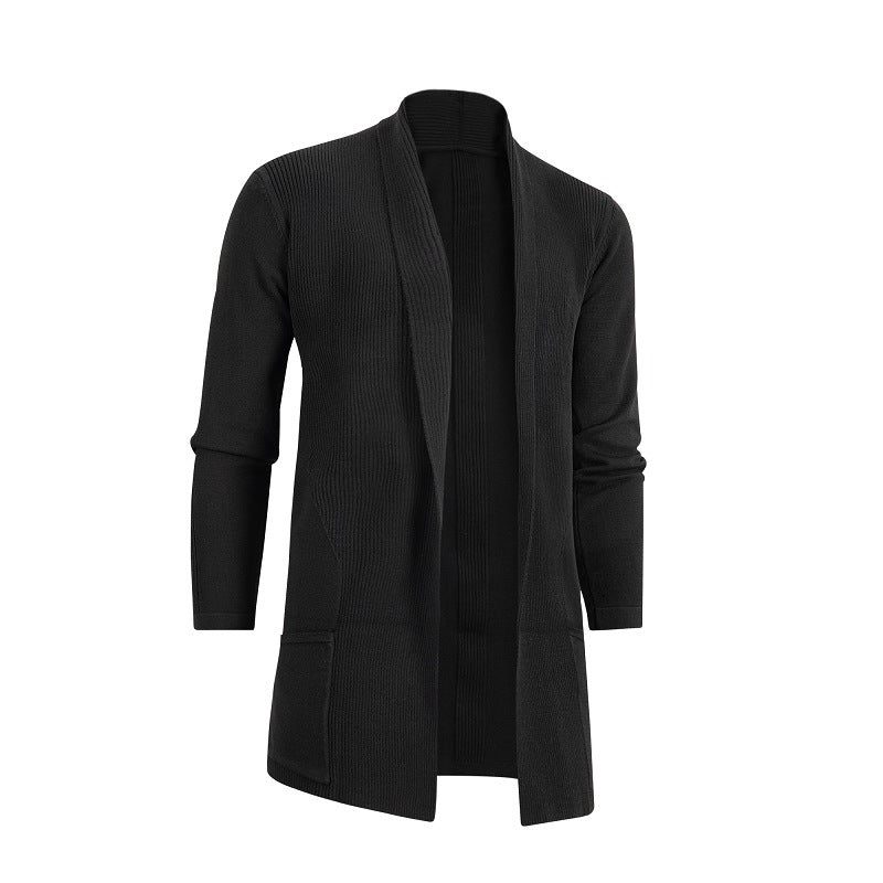 Cardigan med Åben Front og Lommer til Herrer