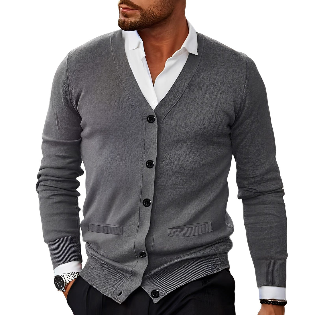 Cardigan med Knapper til Herrer