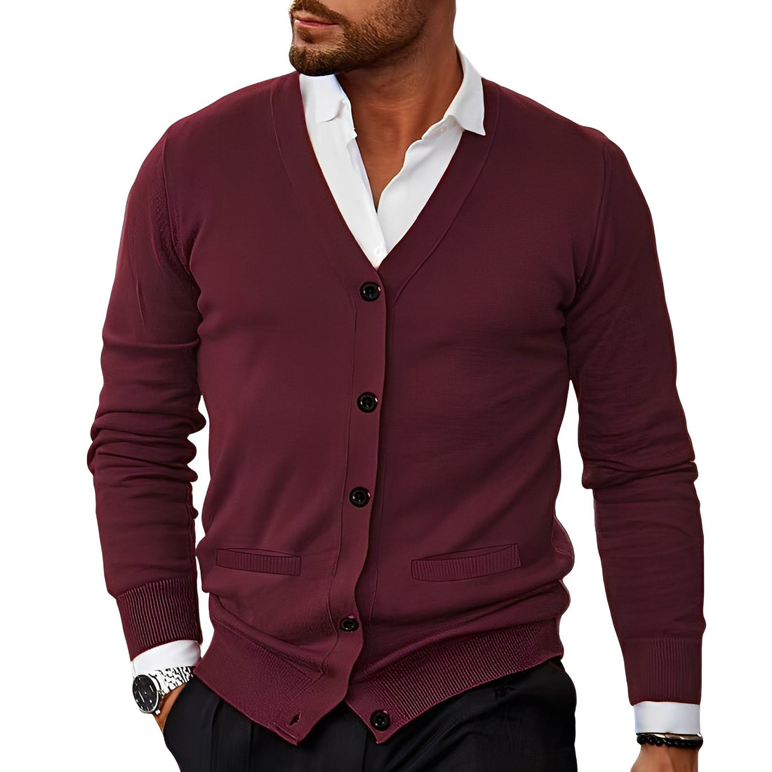 Cardigan med Knapper til Herrer