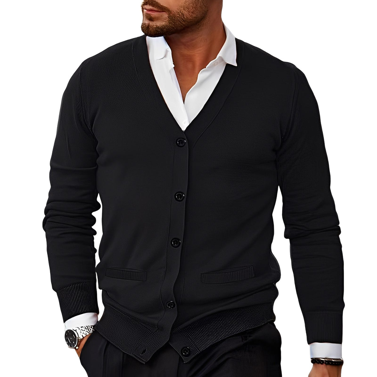 Cardigan med Knapper til Herrer