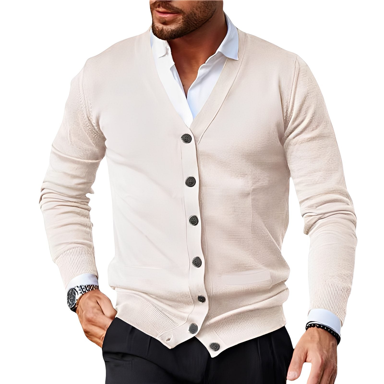 Cardigan med Knapper til Herrer