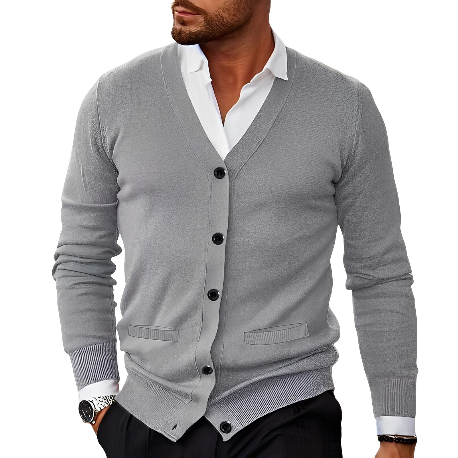Cardigan med Knapper til Herrer