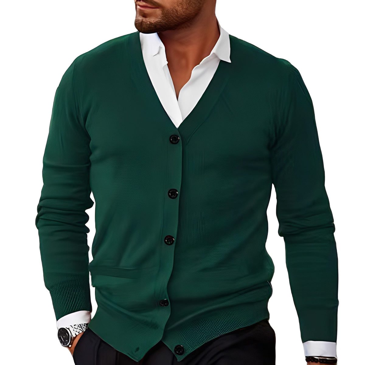 Cardigan med Knapper til Herrer