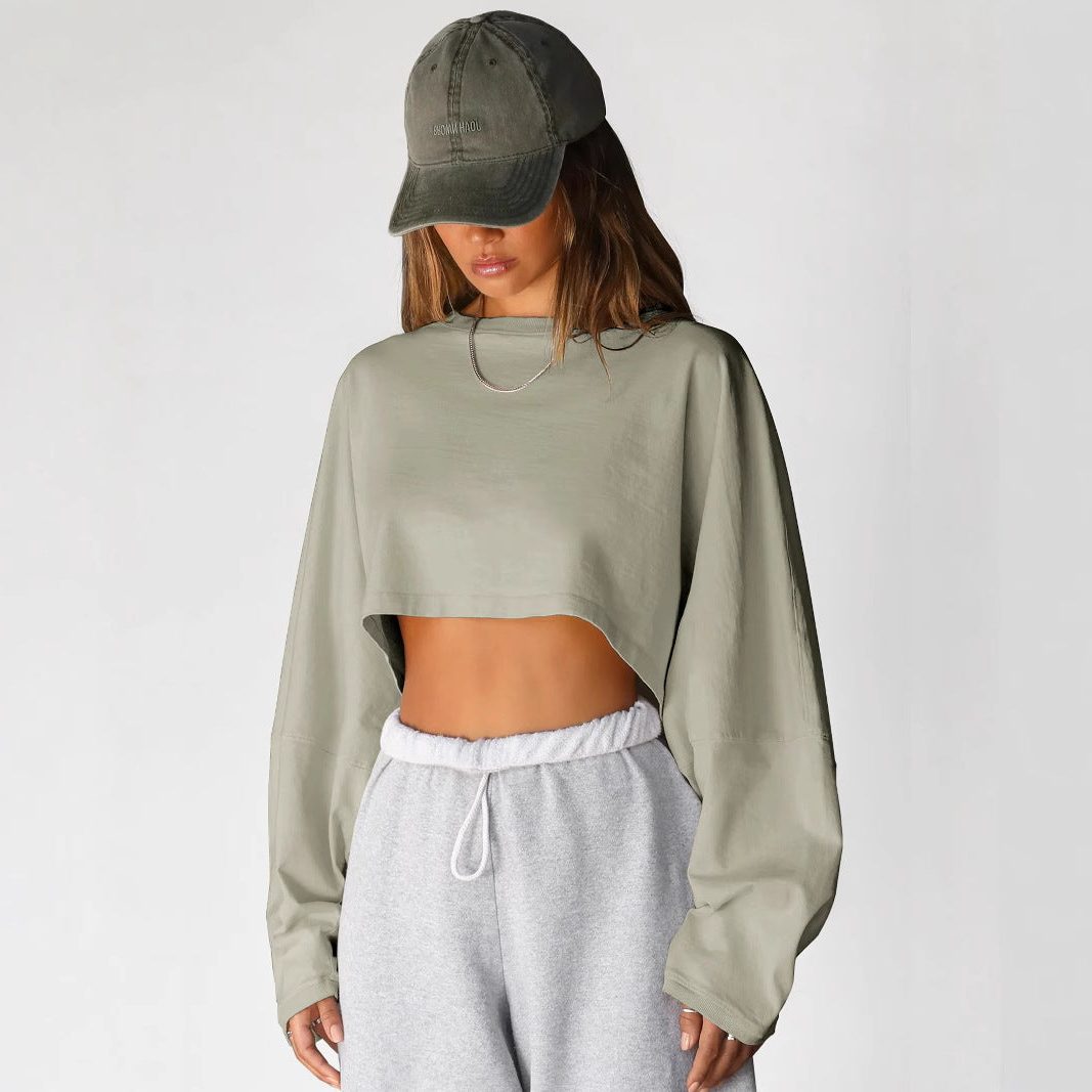 Cropped Sweatshirt med Ballonærmer til Damer