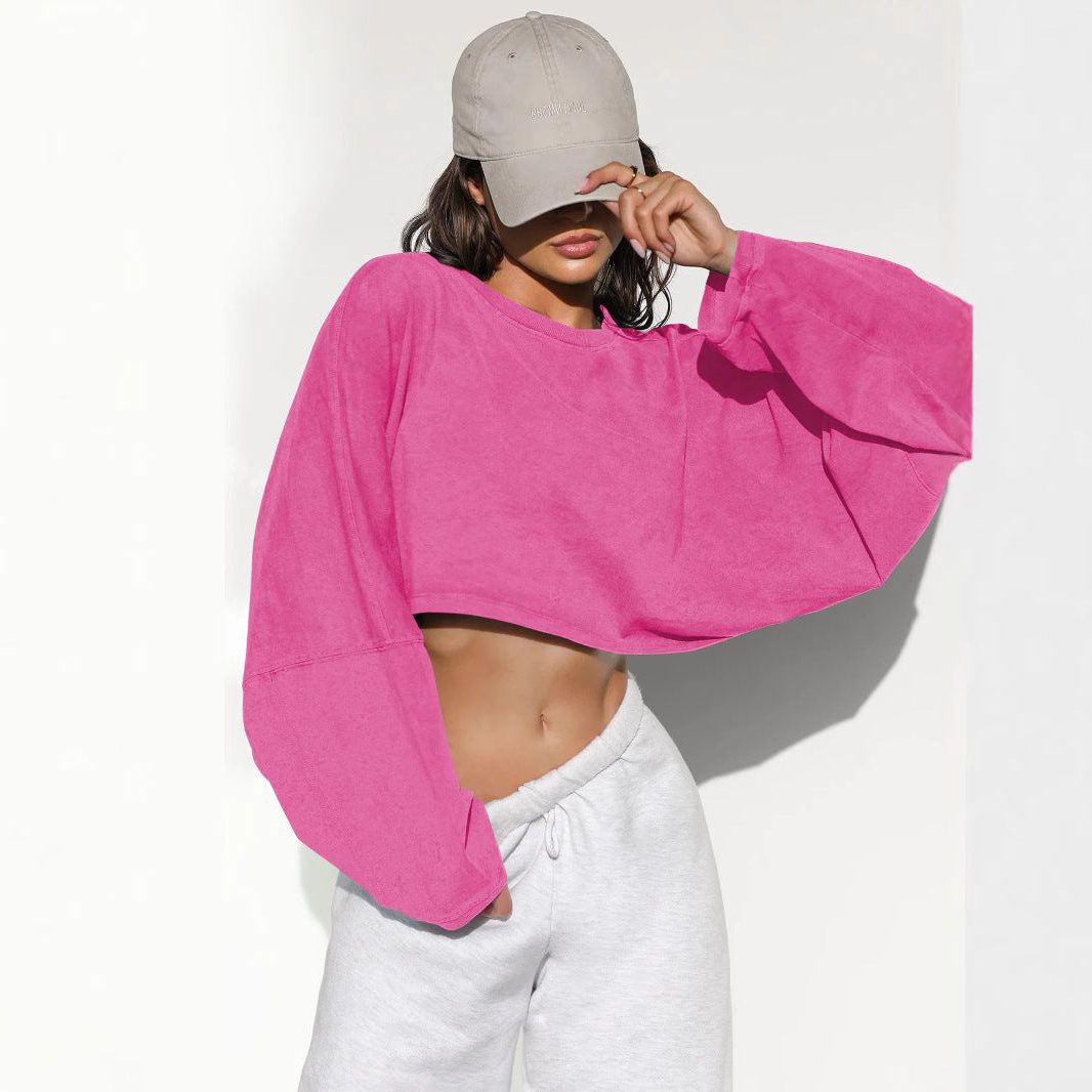 Cropped Sweatshirt med Ballonærmer til Damer - View 3