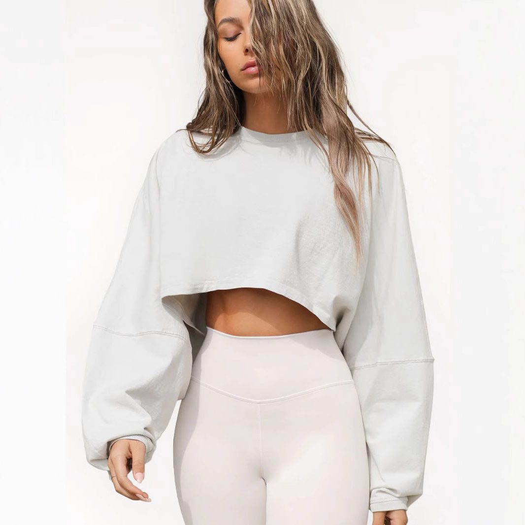 Cropped Sweatshirt med Ballonærmer til Damer - View 5