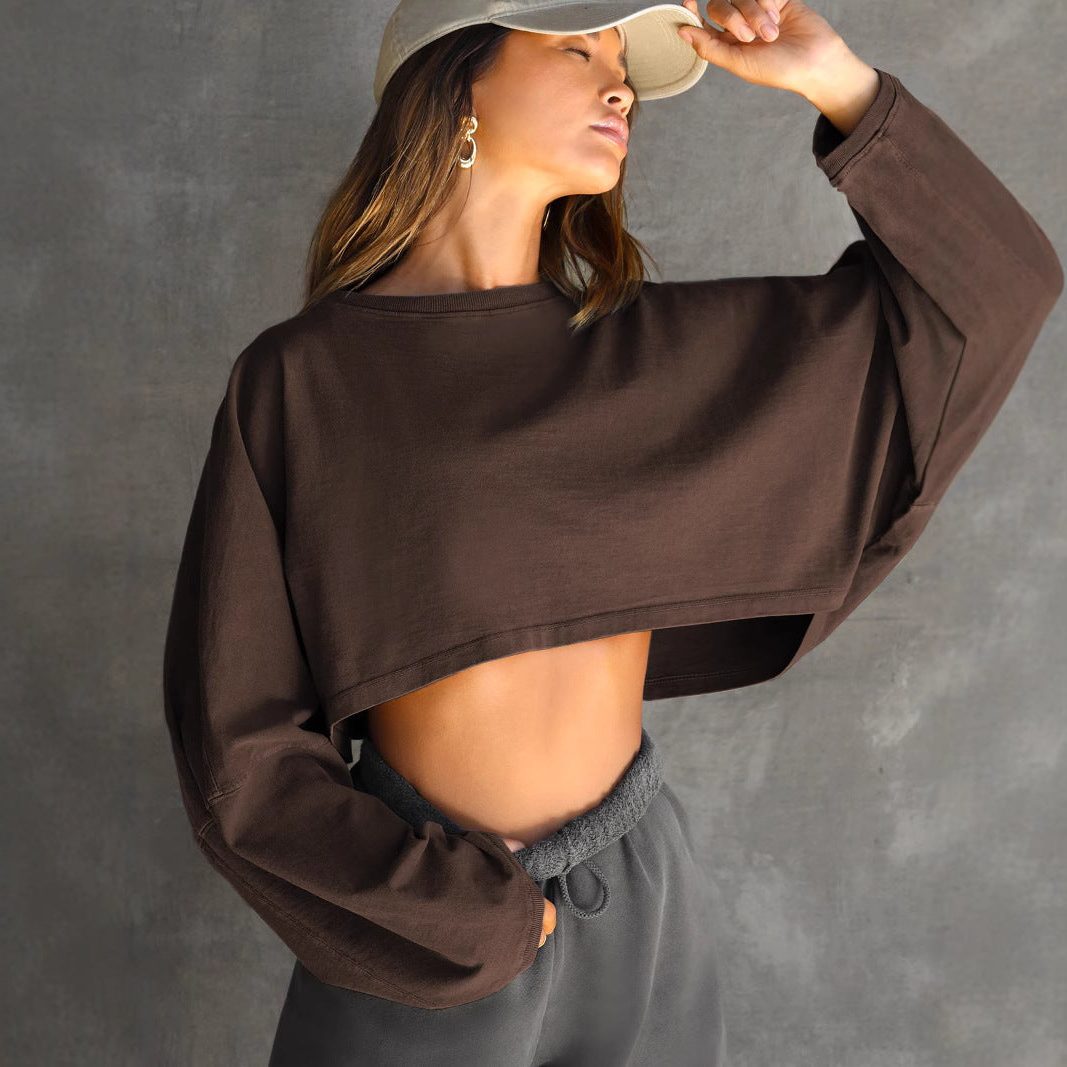 Cropped Sweatshirt med Ballonærmer til Damer