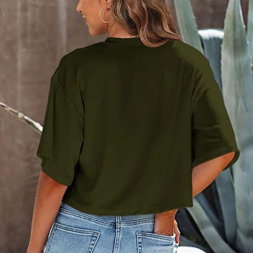 Cropped T-shirt med Rund Hals til Damer - View 10