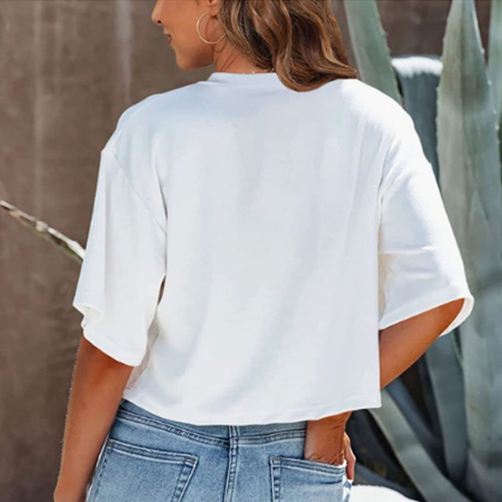 Cropped T-shirt med Rund Hals til Damer - View 2