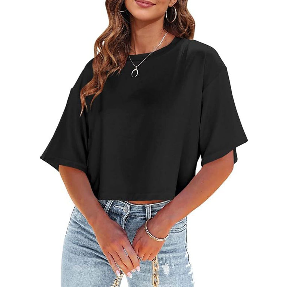 Cropped T-shirt med Rund Hals til Damer - View 3