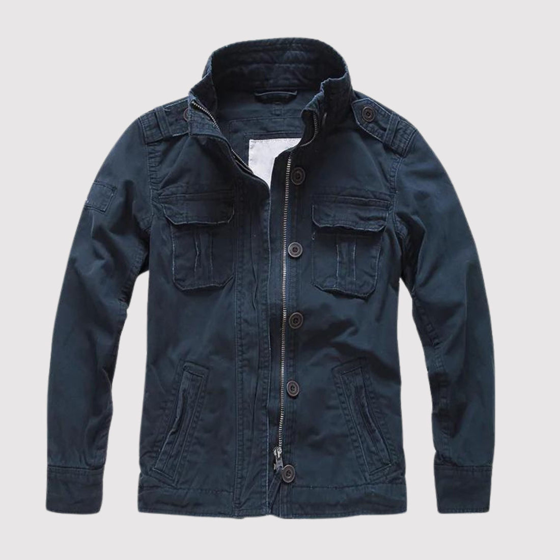 Denimjakke med Opstaande Kraag til Herrer