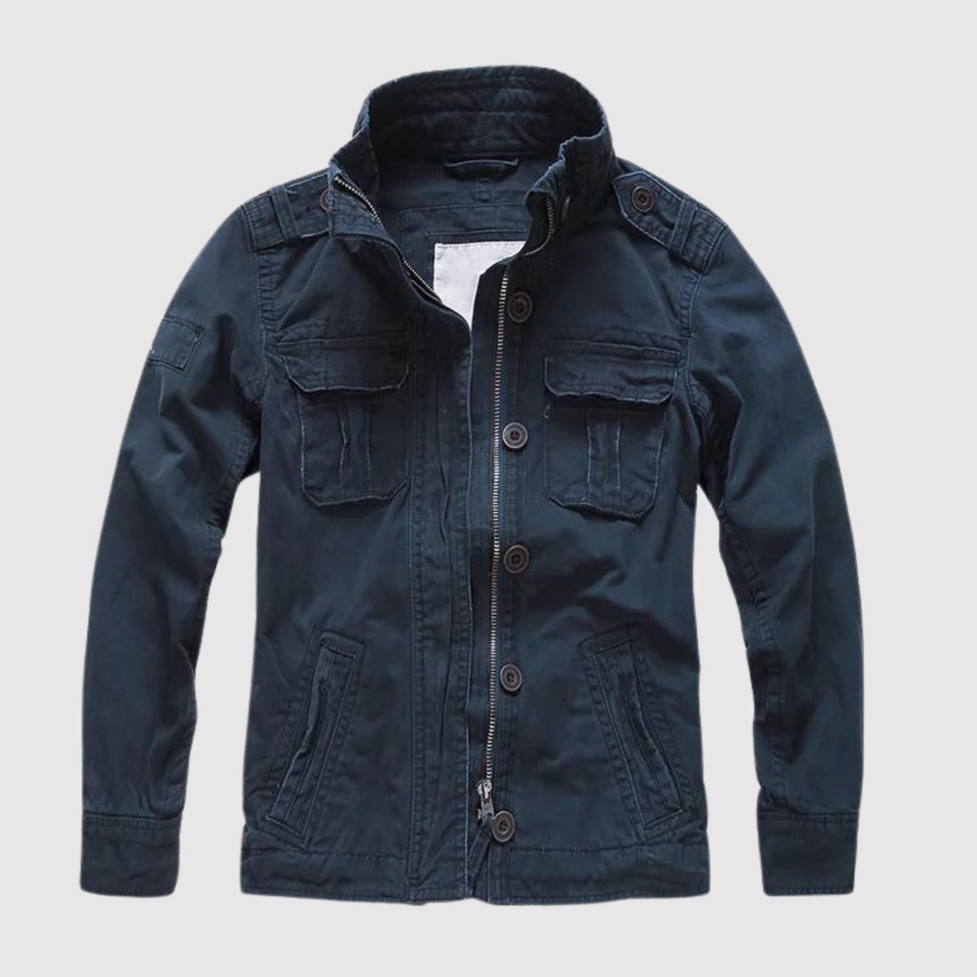 Denimjakke med Opstaande Kraag til Herrer - Marineblå