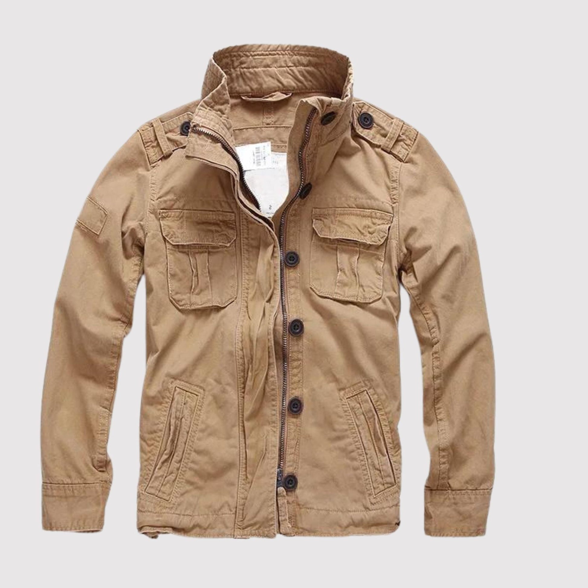 Denimjakke med Opstaande Kraag til Herrer - Khaki