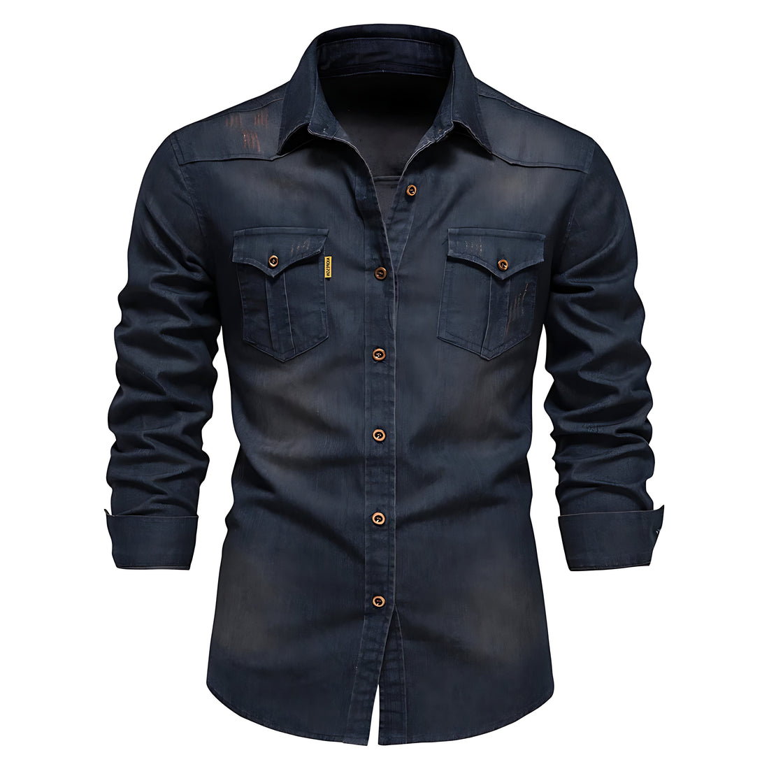 Denimskjorte med Knappeluk til Herrer