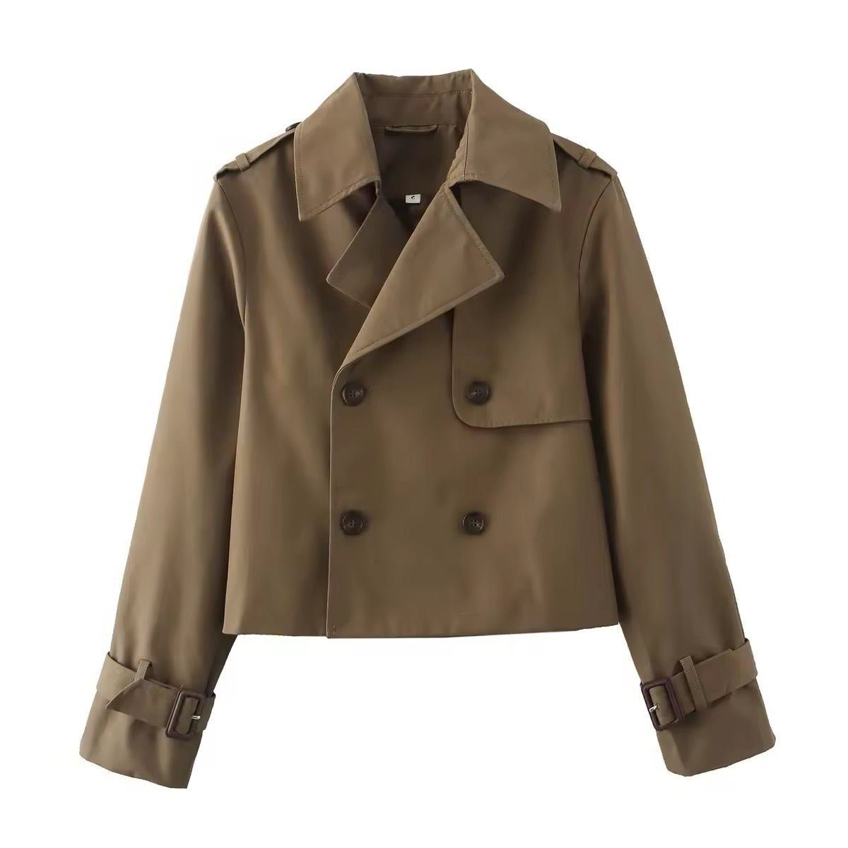 Dobbeltknappet Cropped Trenchcoat til Damer - Brun