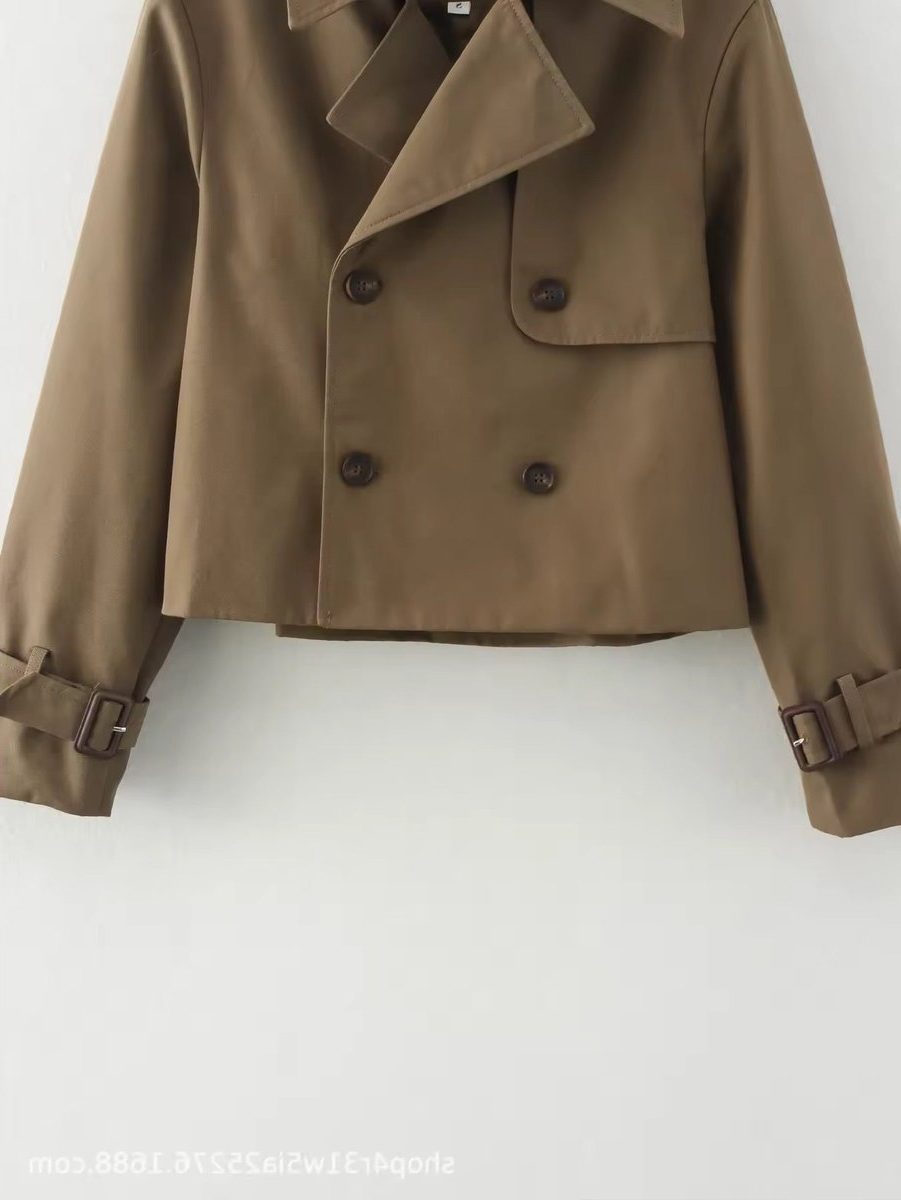 Dobbeltknappet Cropped Trenchcoat til Damer