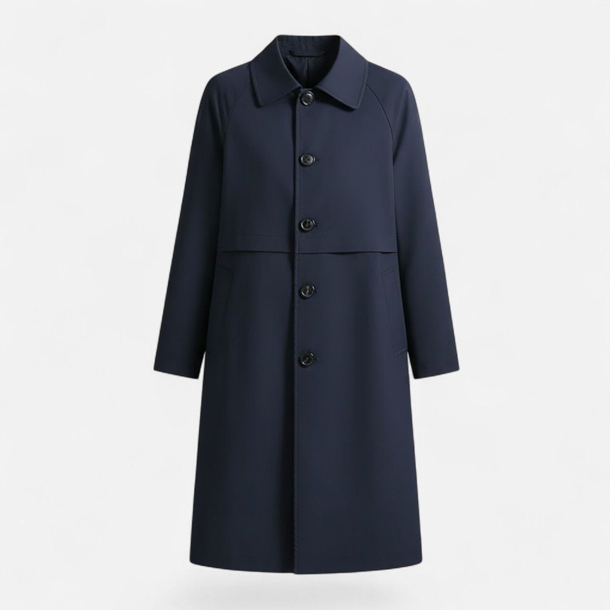 Dobbeltknappet Midi Trenchcoat til Damer - Marineblå