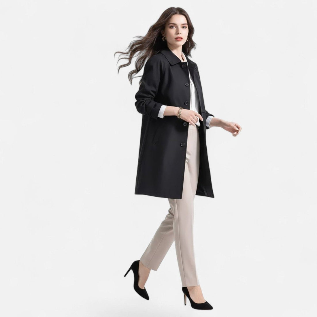 Dobbeltknappet Midi Trenchcoat til Damer