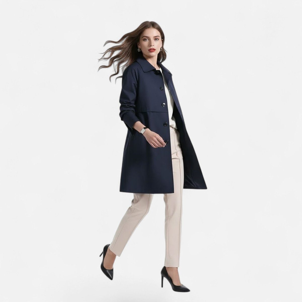 Dobbeltknappet Midi Trenchcoat til Damer - View 5