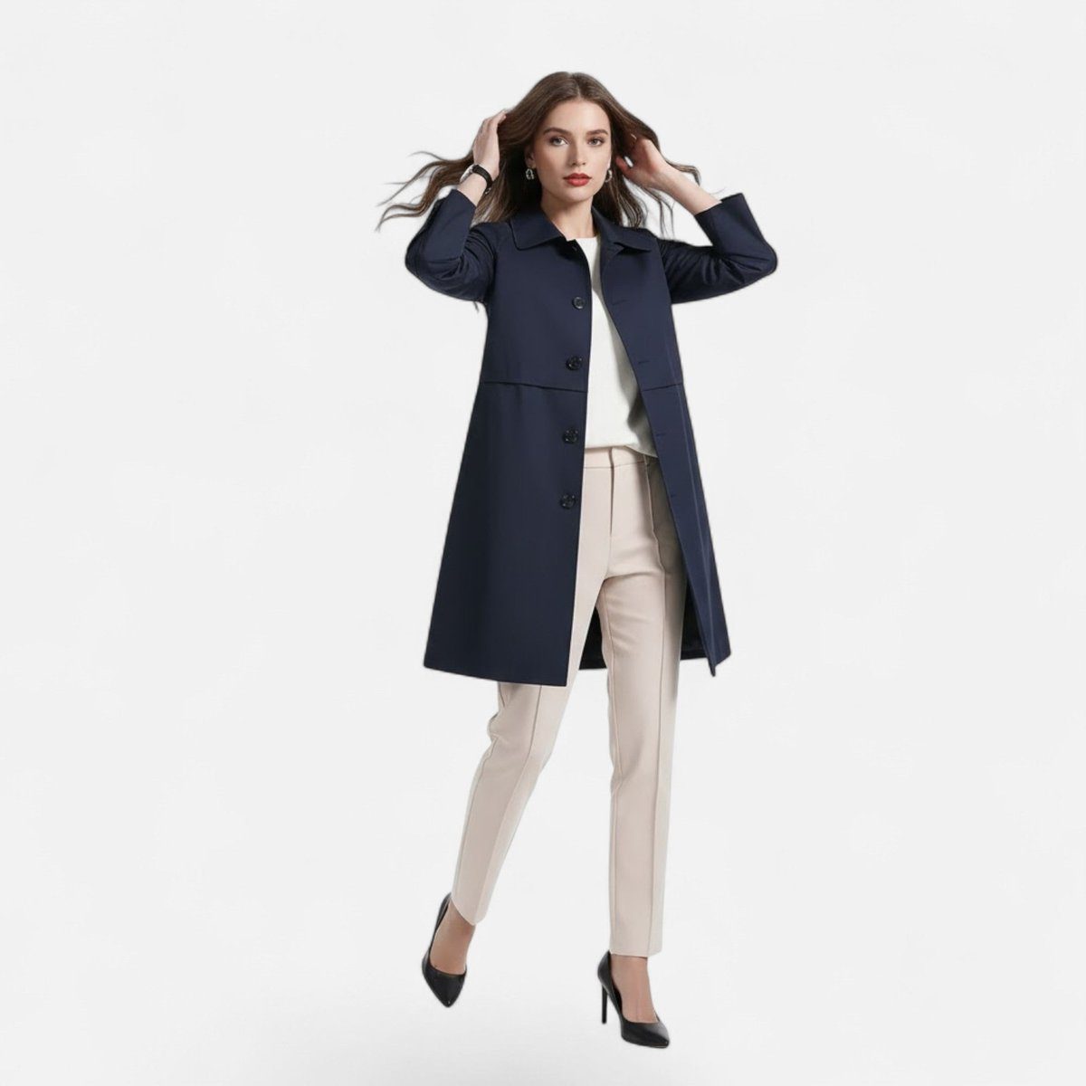 Dobbeltknappet Midi Trenchcoat til Damer - View 6