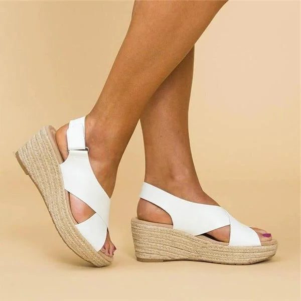 Espadrille Sandaler med Krydsrem og Blokhæl til Damer