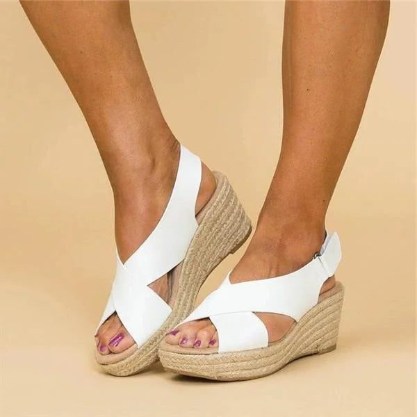 Espadrille Sandaler med Krydsrem og Blokhæl til Damer