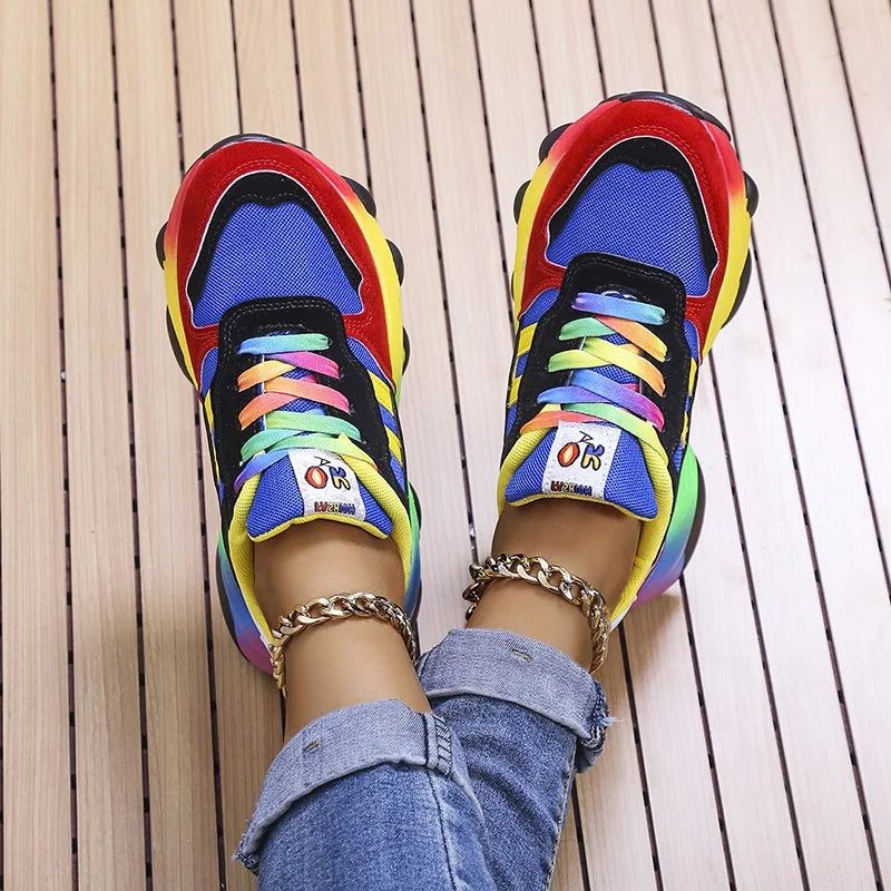 Farverige Sneakers med Blokhæl til Damer