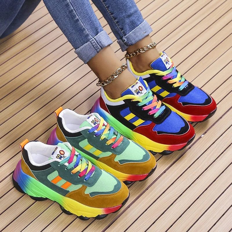 Farverige Sneakers med Blokhæl til Damer - View 3