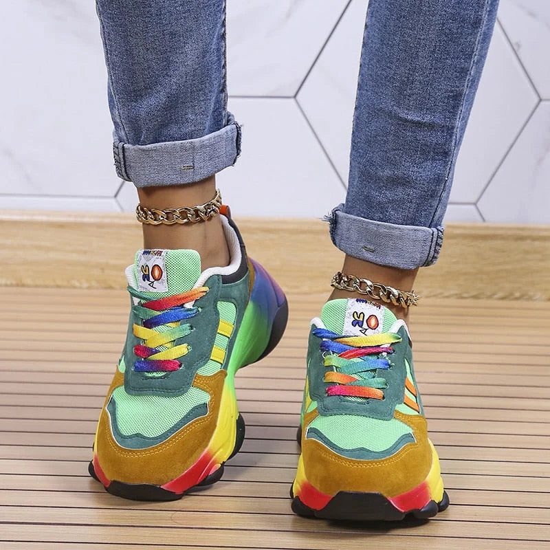 Farverige Sneakers med Blokhæl til Damer - View 6