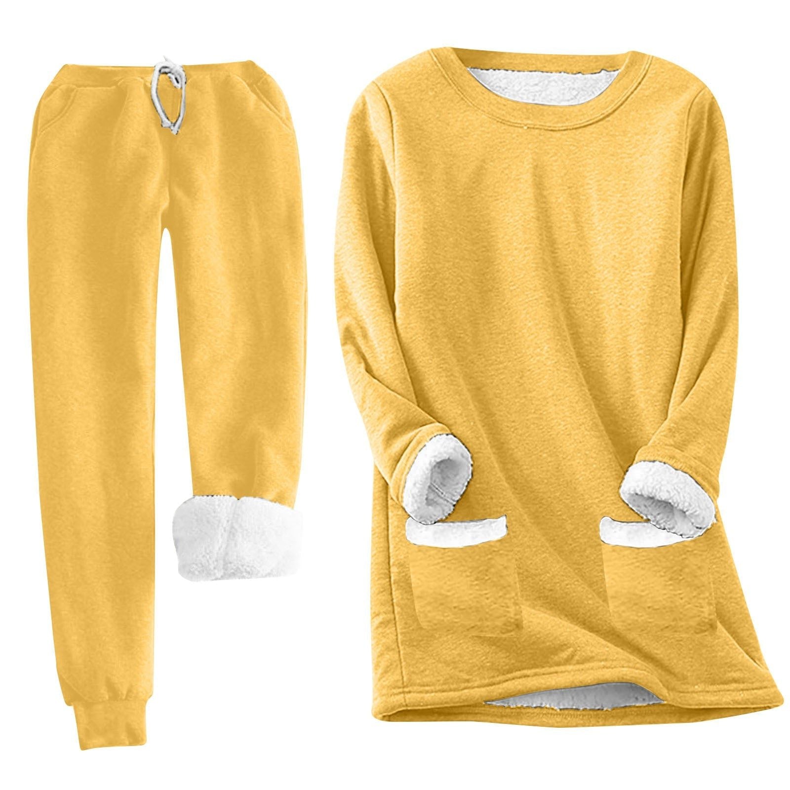 Fleece-Foret Joggingbukser med Lommer til Damer - Gul