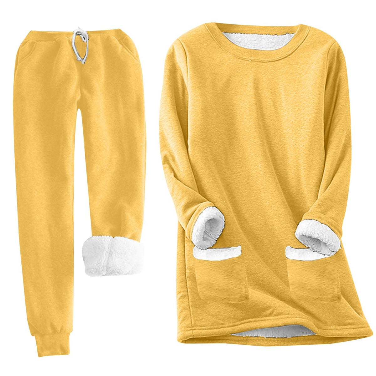 Fleece-Foret Joggingbukser med Lommer til Damer - Gul