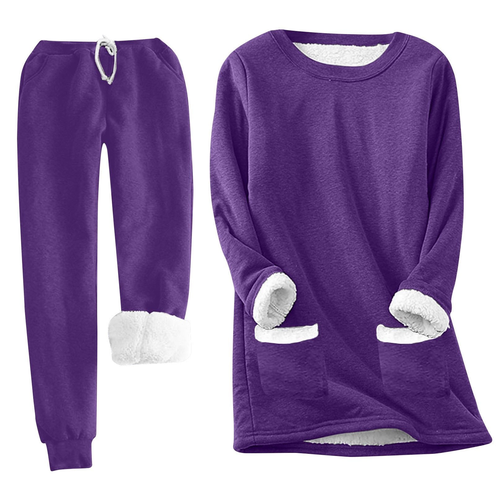 Fleece-Foret Joggingbukser med Lommer til Damer - Lilla