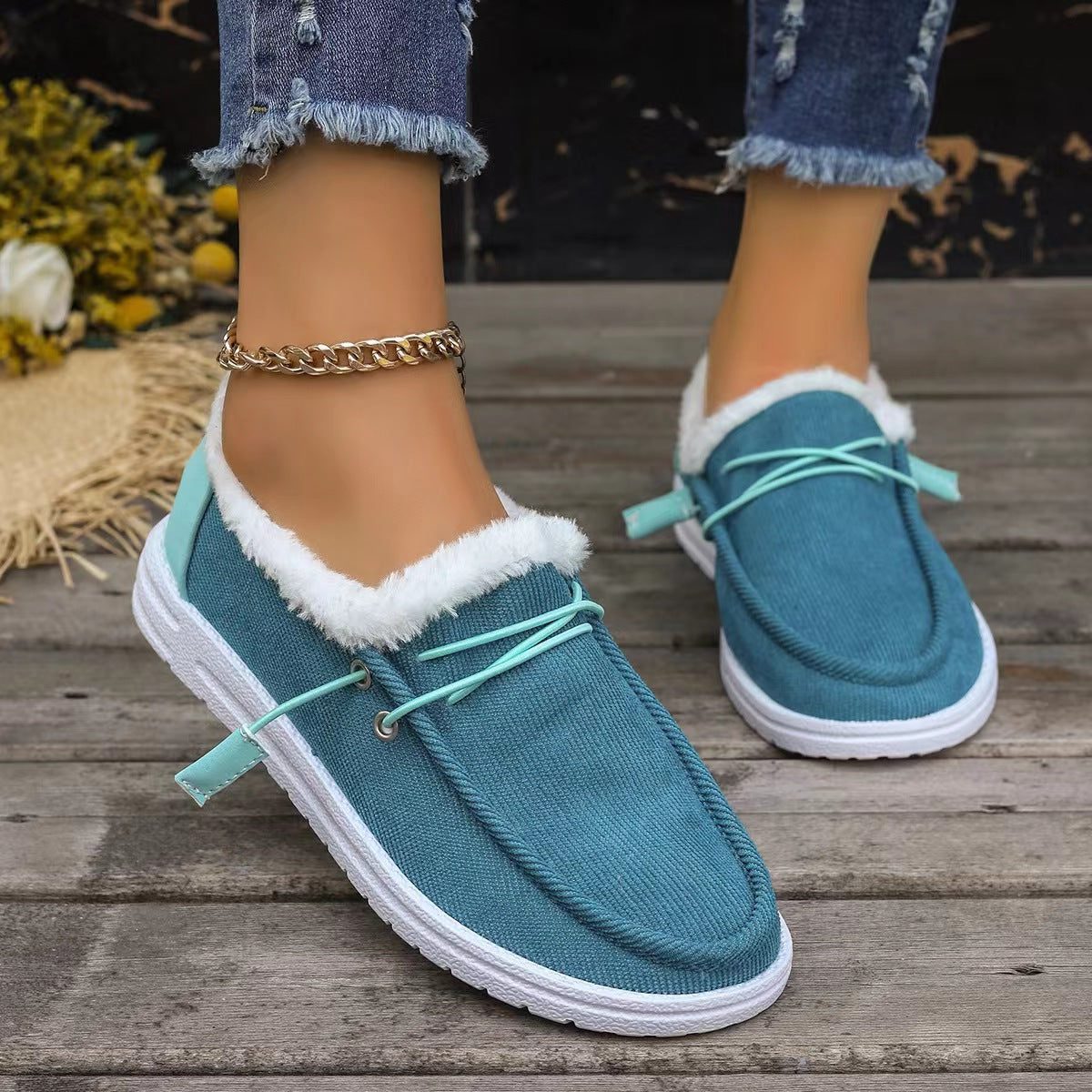 Fløjls Slip-on Sneakers med Fleeceforing til Damer - View 3