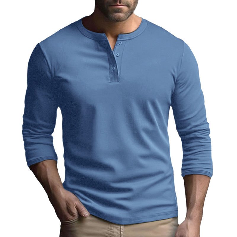 Henley-Skjorte med Lange Ærmer til Herrer - Jeansbla