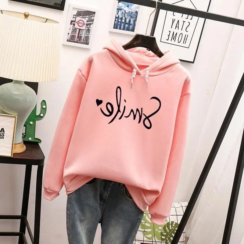 Hoodie med Smile-Print til Damer